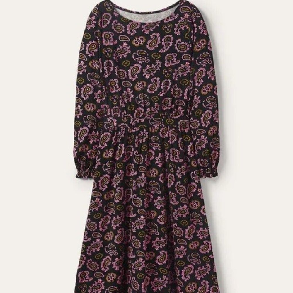 BODEN Evelyn Jersey Midi Dress Azalea Paisley Pink Black 12 - Picture 5 of 8
